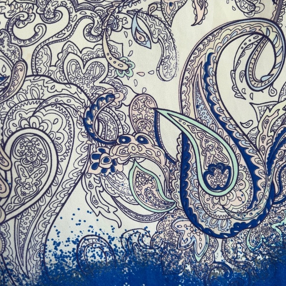 Wild paisley print long sleeve dress with navy collar - Picture 9 of 10